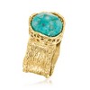 Ross-Simons Turquoise Wide-Band Ring in Textured and Polished 18kt Gold Over Sterling - 3 of 4