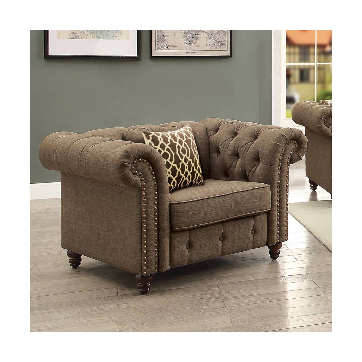 Acme Furniture Aurelia Accent Chair Brown Linen - thumbnail 8