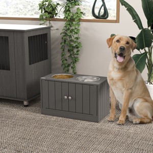 23'' Elevated Dog Bowls with Storage Cabinet,Raised Feeder Station with 44L Bin,Stainless Steel Bowls for Large Dogs–LAOTIES - 1 of 4