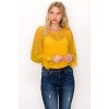 Slickblue Shadow Stripe Bodysuit, Lace Trim Detail, Long Sleeve Top, Round Neckline, Teal Leaf, Size S-M-L - 2 of 4