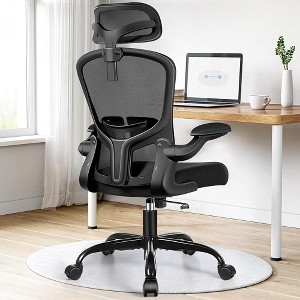 KERDOM Office Chair, Ergonomic Desk Chair with Adjustable Lumbar Support, High Back Mesh Computer Chair with Flip-up Armrests, Black - 1 of 1
