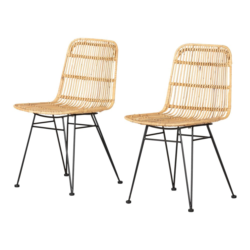 2pk Balka Rattan Dining Chair Rattan/Black - South Shore