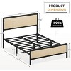 Bohemian Rattan Bed Frame with Headboard & Footboard - Heavy Duty Metal Platform, Noise-Free Reinforced Slats, Under Bed Storage - 2 of 4