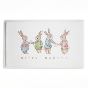 Stupell Industries Minimal Happy Easter Bunnies Printed Plush Bath Mat And Bath Rug, Design By Leah Straatsma, 18"X30" - 1 of 4
