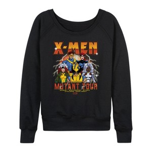 Women's - Marvel - X-Men Mutant Tour Band Lightweight French Terry Wide Neck Long Sleeve Shirt - 1 of 4