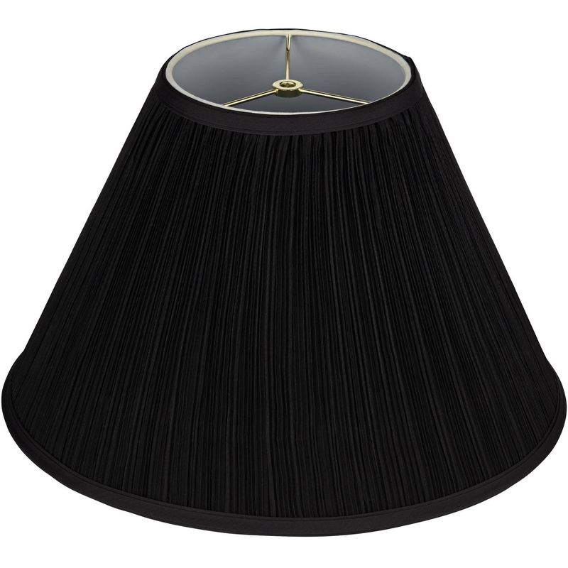 Springcrest Black Mushroom Pleated Large Empire Lamp Shade 7" Top x 17" Bottom x 11" High x 11.5" Slant (Spider) Replacement with Harp and Finial, 5 of 9