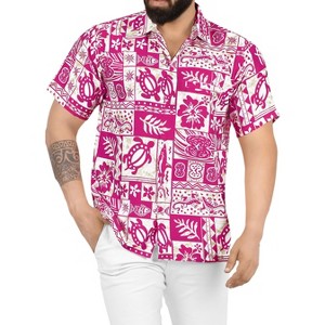 LA LEELA Men's Hawaiian Shirts Short Sleeve Button Down Shirt Mens Casual Shirts Holiday Tropical Beach Summer Party Shirts Funny - 1 of 4