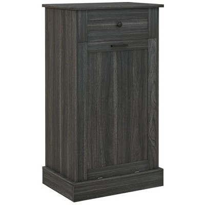 LunaLulinlk Kitchen Tilt Out Trash Bin Cabinet Free Standing Recycling Cabinet Trash Can Holder With Drawer, Charcoal Gray black