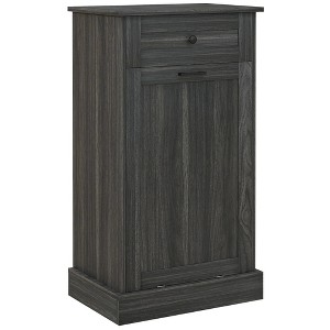LunaLulinlk Kitchen Tilt Out Trash Bin Cabinet Free Standing Recycling Cabinet Trash Can Holder With Drawer, Charcoal Gray black - 1 of 4