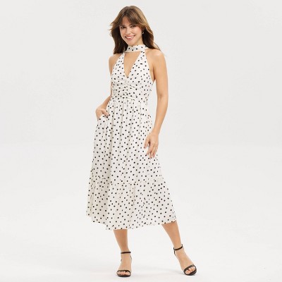 Женские платья A New Day Women's Tiered Midi Dress - A New Day™ Cream Polka Dots XL — фото 2