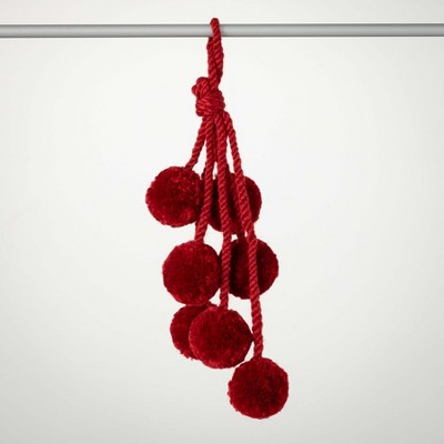 14.75"H Sullivans Christmas Red Pom Tassel Ornament  Red