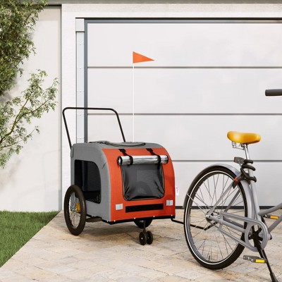 vidaXL Dog Bike Trailer, Comfortable and Sturdy, with Versatile Usage - Orange and Grey, Iron Frame and Oxford Fabric, Safe Road Travel