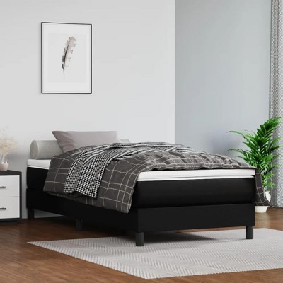 vidaXL Twin XL Box Spring Bed Frame in Black Faux Leather – Modern Style for Bedroom – Stain-Resistant