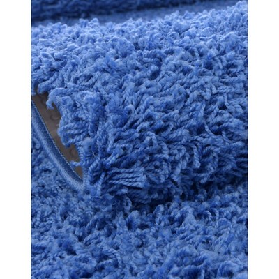 Luxurious Blue Solid Shag Synthetic 9' x 12' Area Rug