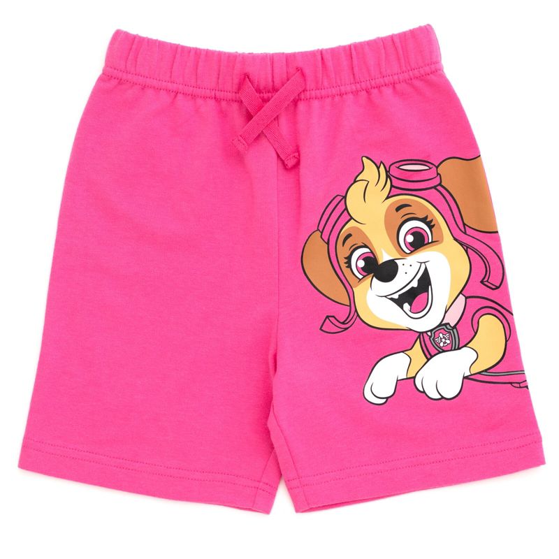 Paw Patrol Chase Skye Rubble Marshall Cosplay T-Shirt and Bike Shorts French Terry Outfit Set Toddler to Big Kid, 5 of 7