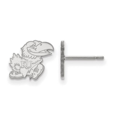 Black Bow Jewelry 14k White Gold Kansas Jayhawks NCAA Post Earrings