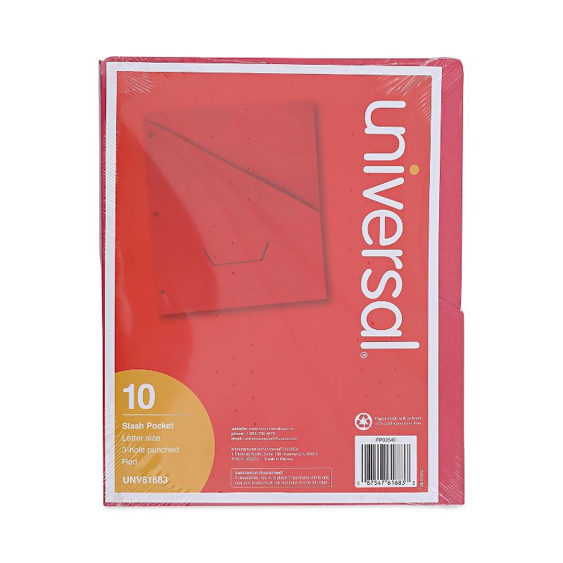 Universal Slash-Cut Pockets for Three-Ring Binders Jacket Letter 11 Pt. Red 10/Pack 61683, 2 of 8