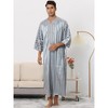 Lars Amadeus Men's 3/4 Sleeves V Neck Comfy Pajamas Satin Striped Nightshirts - 2 of 4
