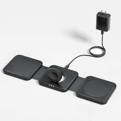 GreenEver Charging Station Magnetic for Mag-Safe Charger Wireless Charger Pad 3 in 1 Foldable for iPhone 12-15 Series Watch 2-9 Air-pods 3/2/Pro