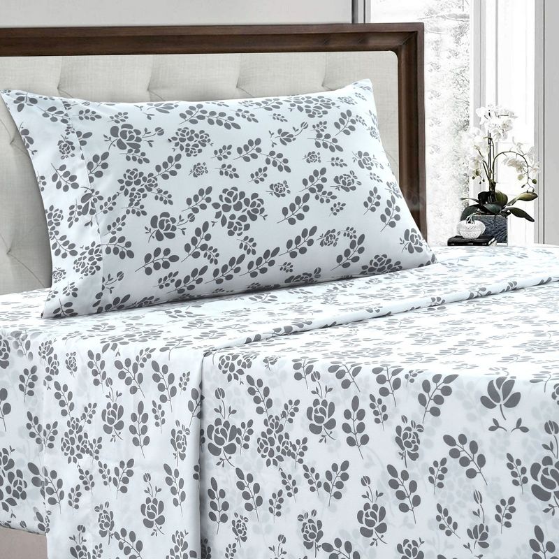 Microfiber Floral Bed Sheet Set - Lux Decor Collection, 1 of 7