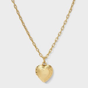 14K Gold Dipped Heart Locket Pendant Necklace - A New Day™ Gold - 1 of 4
