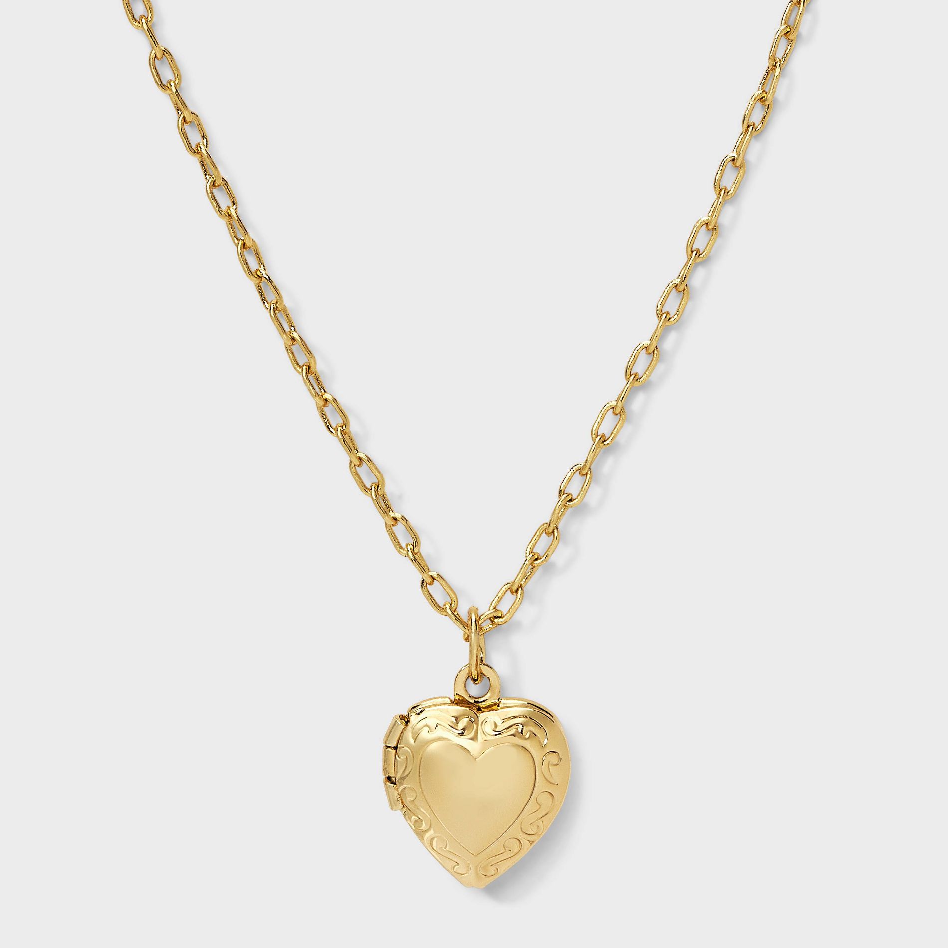 14K Gold Dipped Heart Locket Pendant Necklace - A New Day™ Gold