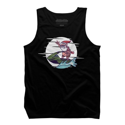 Men's Design By Humans Christmas Cartoon Santa Riding A Jet Ski By rasok Tank Top