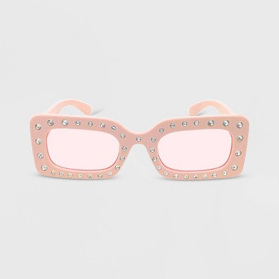 Chunky Square Rhinestone Sunglasses - Wild Fable™ Pink