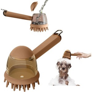 BABYYER Pet Bath Brush for Dogs & Cats - Grooming Brush with Built-in Shampoo Dispenser - Massage Wash Brush for Long & Short Hair - 1 of 4