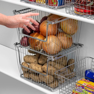 Sorbus 6 Pack Stackable Metal Storage Basket Set - Organizers for Home, Kitchen Pantry, Bathroom, Laundry and more (Silver)