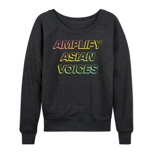 Women's - Instant Message - Amplify Asian Voices Lightweight French Terry Wide Neck Long Sleeve Graphic Shirt - 1 of 4
