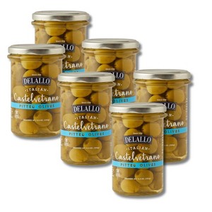 DeLallo Pitted Castelvetrano Green Olives, Naturally Cured, Non-GMO, Kosher, Gluten-Free, Mild Buttery Flavor, 5.3 oz Jar (6-Pack) - 1 of 4