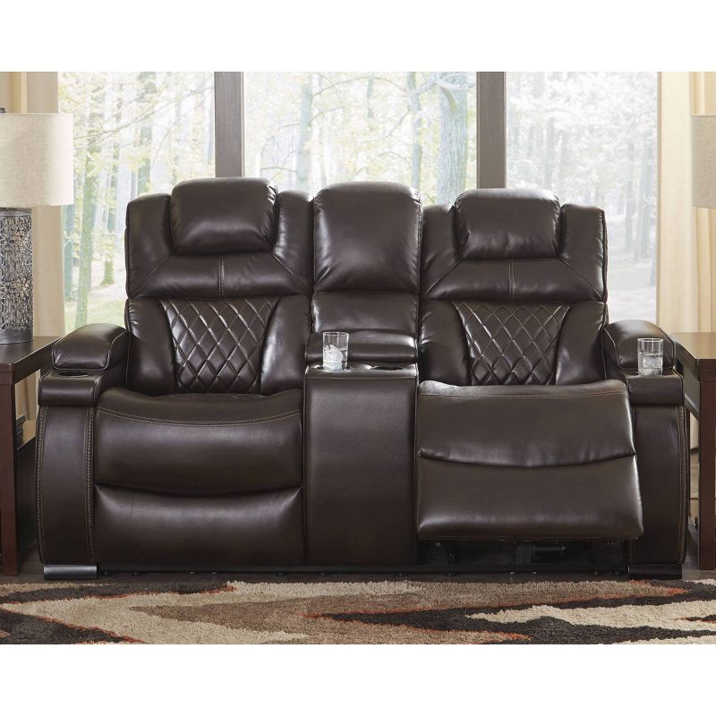 Warnerton Power Recliner Loveseat with Console and Adjustable Headrest Chocolate - Signature Design by Ashley, 3 of 27