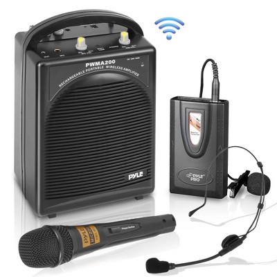 Pyle Portable PA Speaker & Microphone System Kit with FM Radio - Rechargeable Battery