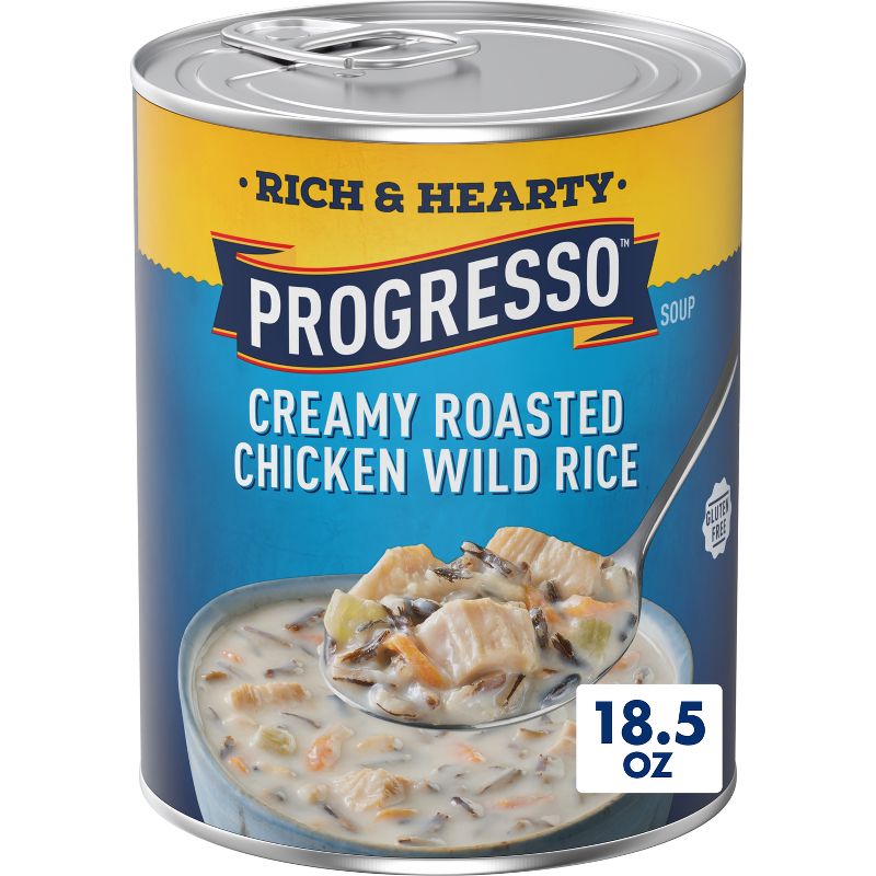 Progresso Gluten Free Rich &#38; Hearty Creamy Roasted Chicken Wild Rice Soup - 18.5oz, 1 of 12
