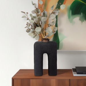 Modern Pottery Vase - Handcrafted Ecomix Decorative Accent - Casual Home Style - Ideal for Home, Office, Bedroom, and Living Room - 1 of 4