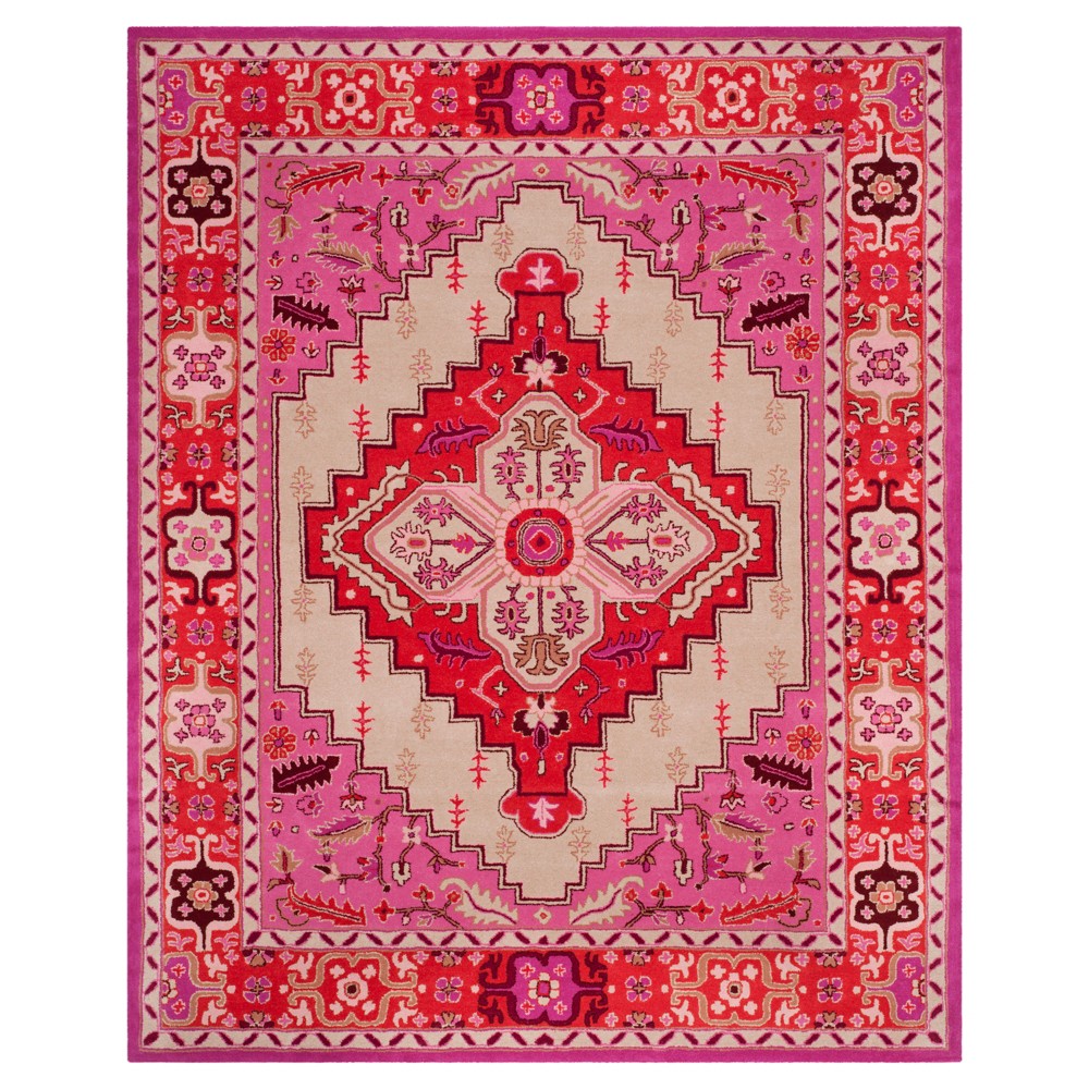 6'x9' Nasim Medallion Tufted Area Rug Red Pink/Ivory - Safavieh