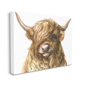 Stupell Industries Curly Hair Highland Cow Baby Cattle Portrait - 1 of 4