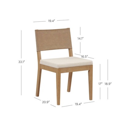 Linus Brushed Light Brown Faux Leather Upholstered Dining Chairs, Set of 2
