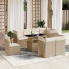 vidaXL 9 Piece Patio Sofa Set with Cushions - Beige and Cream Without Storage - 2 of 4
