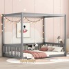 XIYUYEU Full Size Canopy Frame Floor Bed with Fence, Guardrails, Bed Frame - 2 of 4