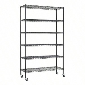 48 inch L×18 inch W×82 inch H Wire Shelving Unit Storage Cart Metal Shelf Rolling Utility Cart 2100Lbs Capacity with 6 Tier - 1 of 4