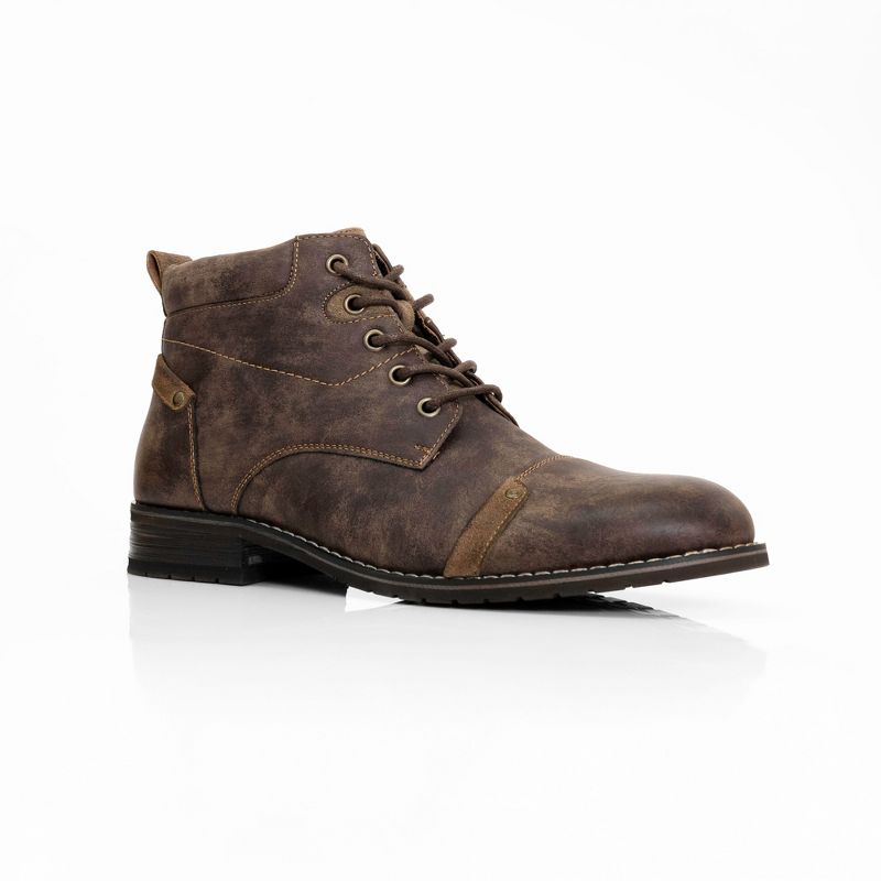 Ferro Aldo Mens Colin MFA806033 Burnished Mid Top Lace-up Work Boots, in Chestnut Brown II, Size 6.5