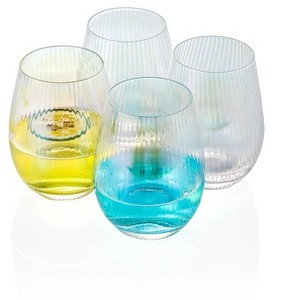 Slickblue Timeless Iridescent Wine Glasses Set - 17oz, 4/6 Pieces, Unique Gift Idea - 1 of 4