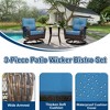 3 Pieces Outdoor Swivel Patio Rocking Chairs, Wicker Patio Bistro Furniture Set with Thickened Cushions and Tempered Glass Top Side Table for Porch - 4 of 4