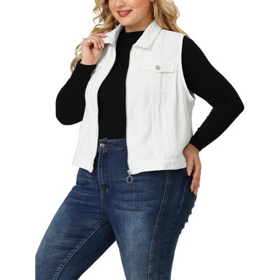 Plus size 2025 sleeveless denim jacket