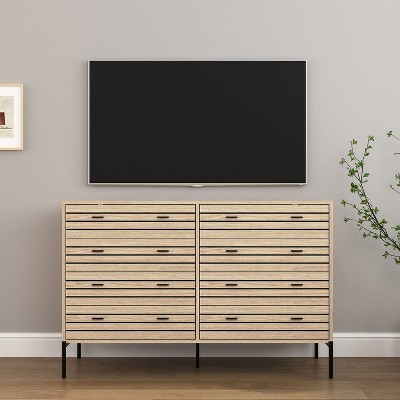 Hommoo 8 Drawer Double Dresser for Bedroom Natural