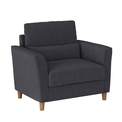 Comfy Nook Dark Grey Microfiber Wood Accent Chair