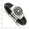 Chisel Stainless Steel Antiqued and Polished Spider Black Braided Faux Leather 8.5" Bracelet - 4 of 4
