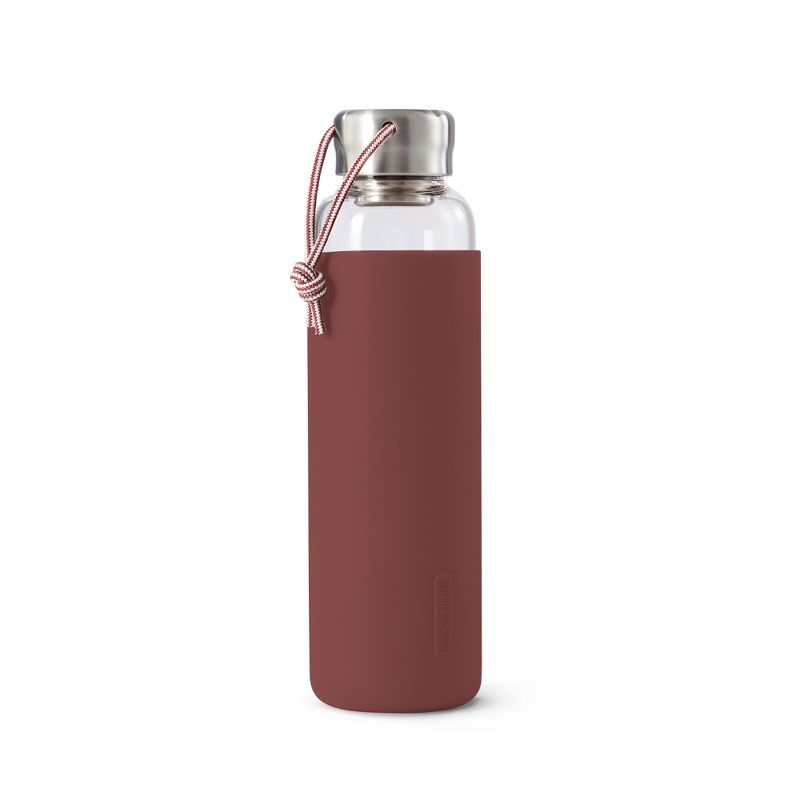 Black+Blum Glass Water Bottle with Burgundy Sleeve, 1 of 4